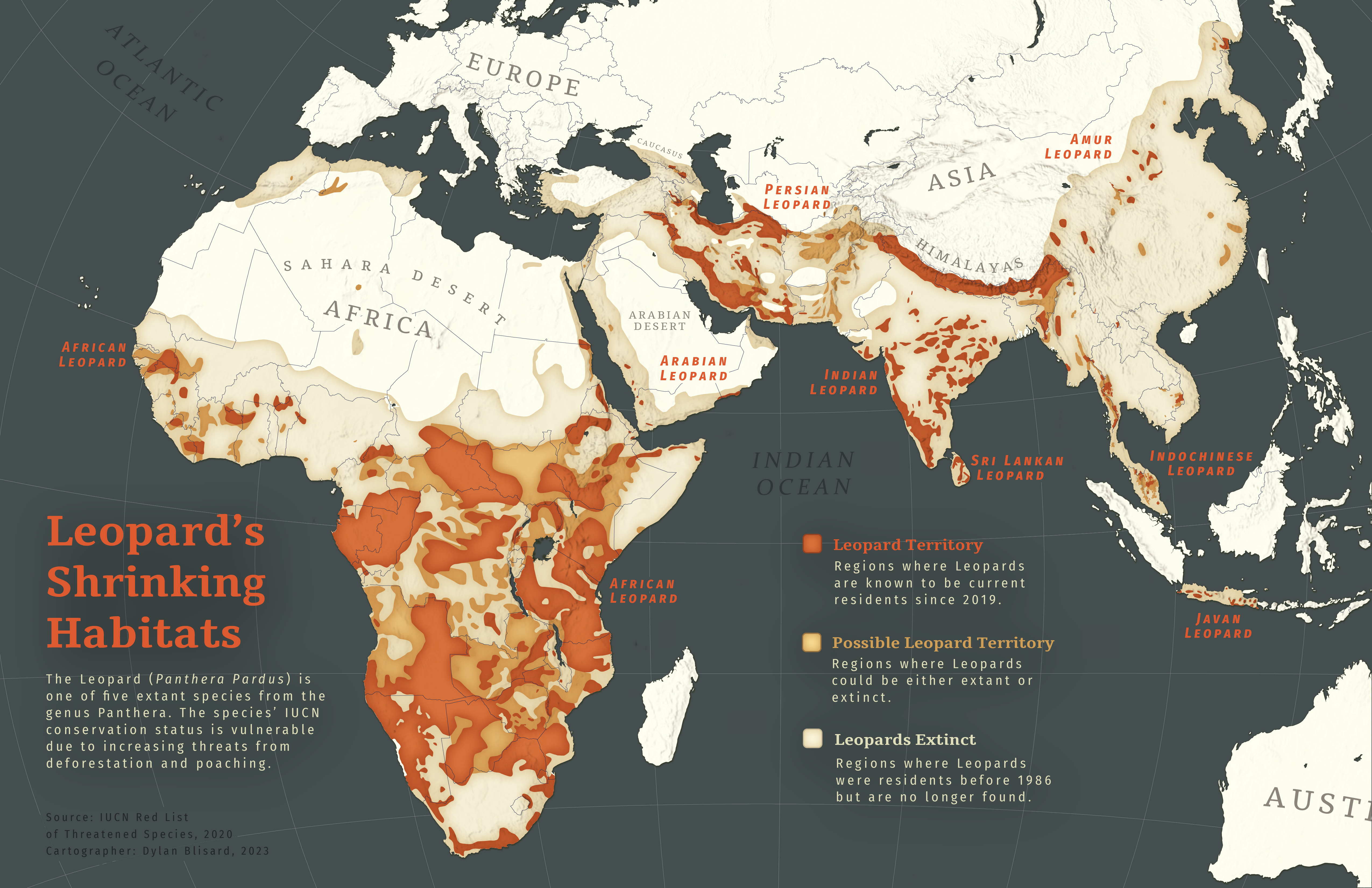 Distribution of Panthera Pardus Map